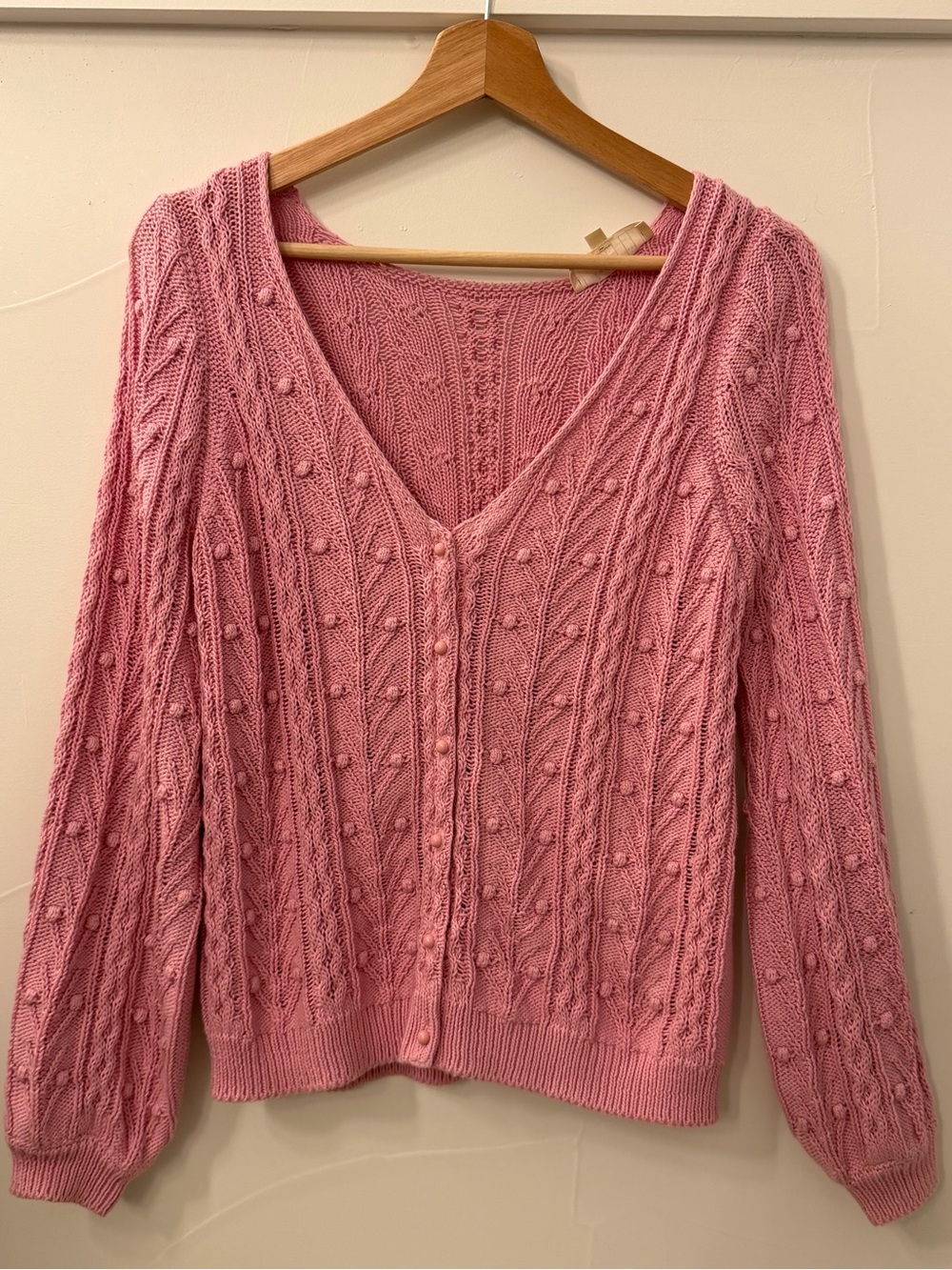 Sezane Rose Pink Beryl V-Neck Knit Cardigan